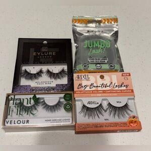 LOT OF 4 EYELASHES - Arden, NYX, Eyelure London, and Plant Fibre